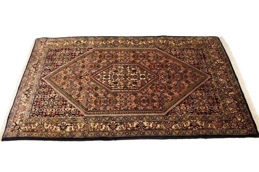 Vintage Peach Floral 3X5 Bidjar Persian Rug - 6