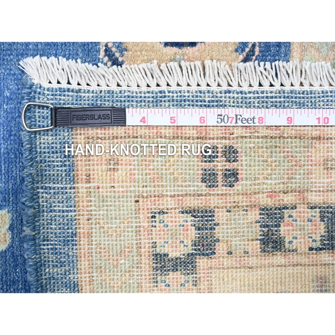 Berry Blue Vintage Look Kazak Hand Knotted Wool Oriental Rug - 11