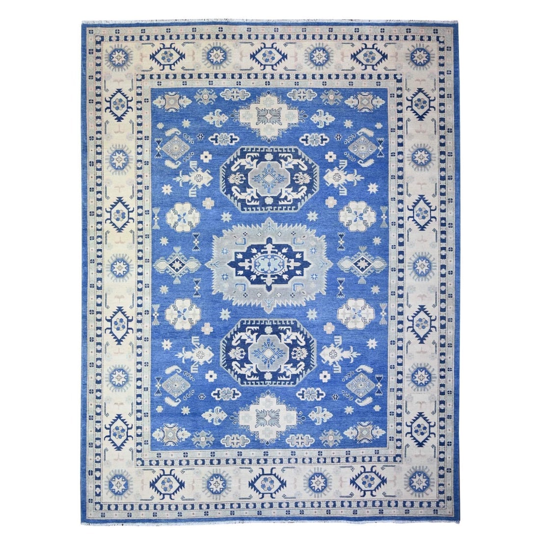 Berry Blue Vintage Look Kazak Hand Knotted Wool Oriental Rug (1 of 11)