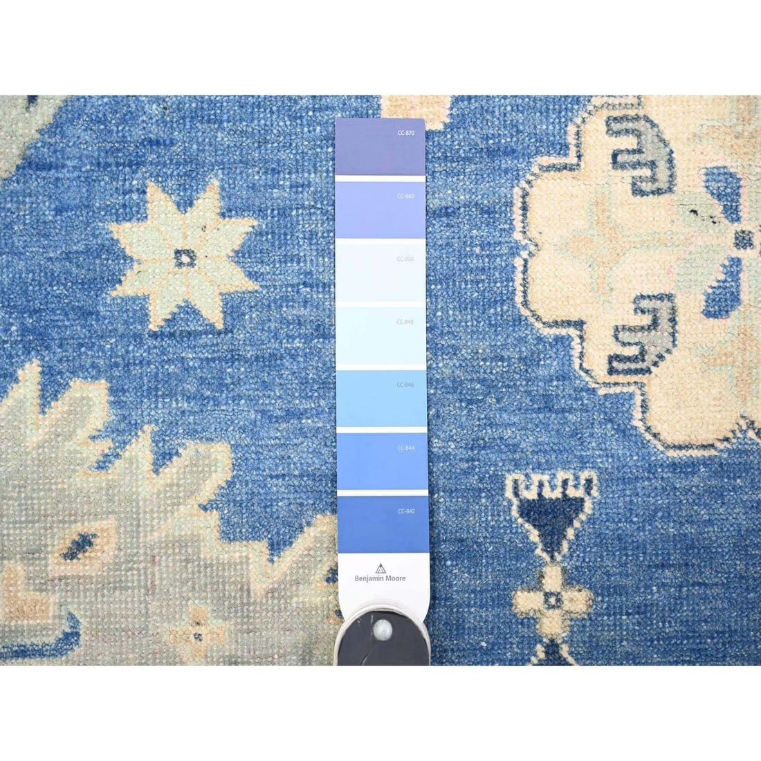 Berry Blue Vintage Look Kazak Hand Knotted Wool Oriental Rug - 7