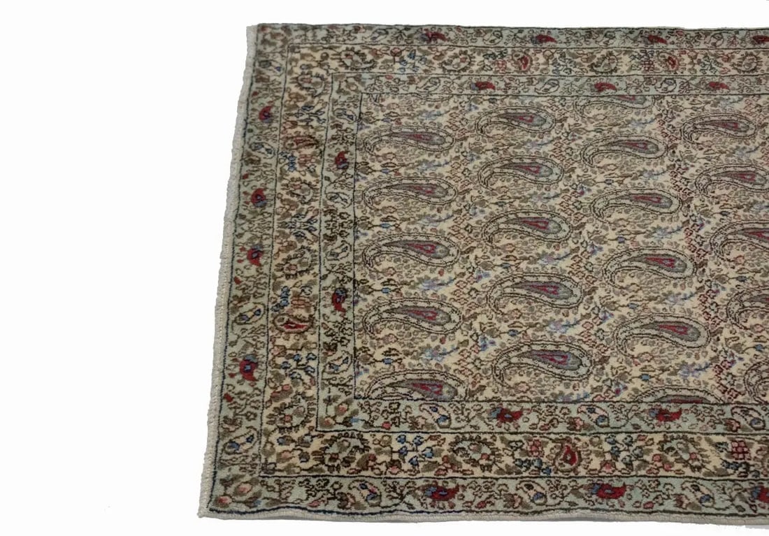 Vintage Beige Floral 3X5 Kashan Boteh Persian Rug - 10