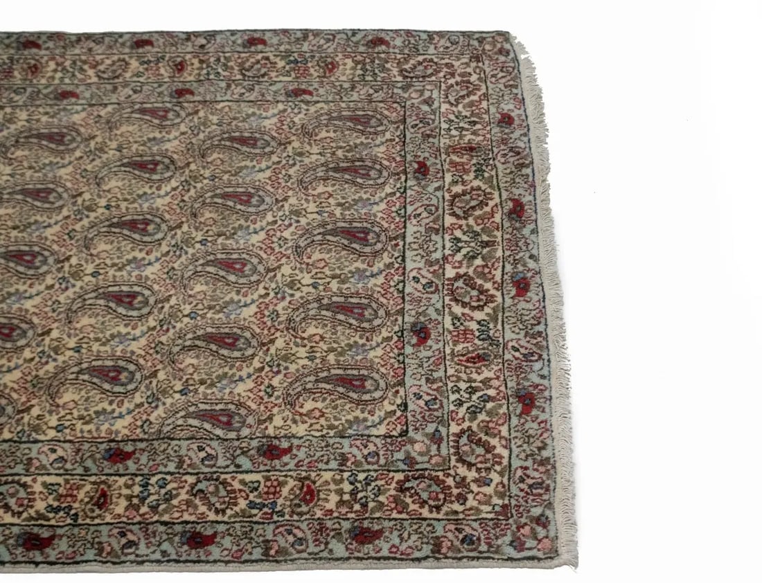 Vintage Beige Floral 3X5 Kashan Boteh Persian Rug - 11