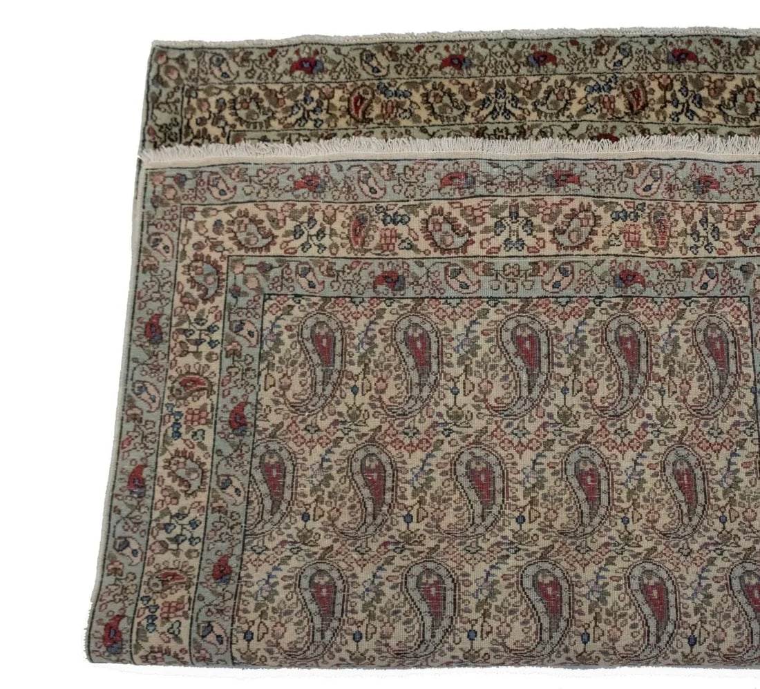 Vintage Beige Floral 3X5 Kashan Boteh Persian Rug - 16