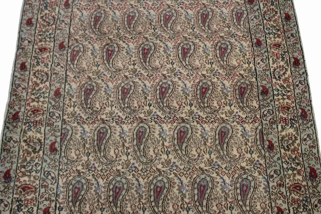 Vintage Beige Floral 3X5 Kashan Boteh Persian Rug - 4