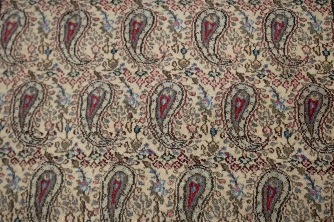 Vintage Beige Floral 3X5 Kashan Boteh Persian Rug - 6
