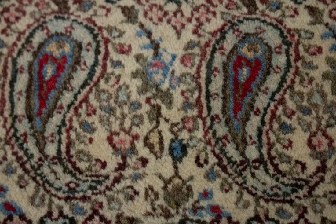 Vintage Beige Floral 3X5 Kashan Boteh Persian Rug - 7