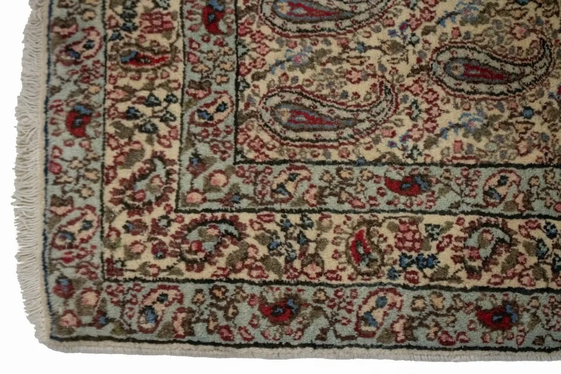 Vintage Beige Floral 3X5 Kashan Boteh Persian Rug - 8