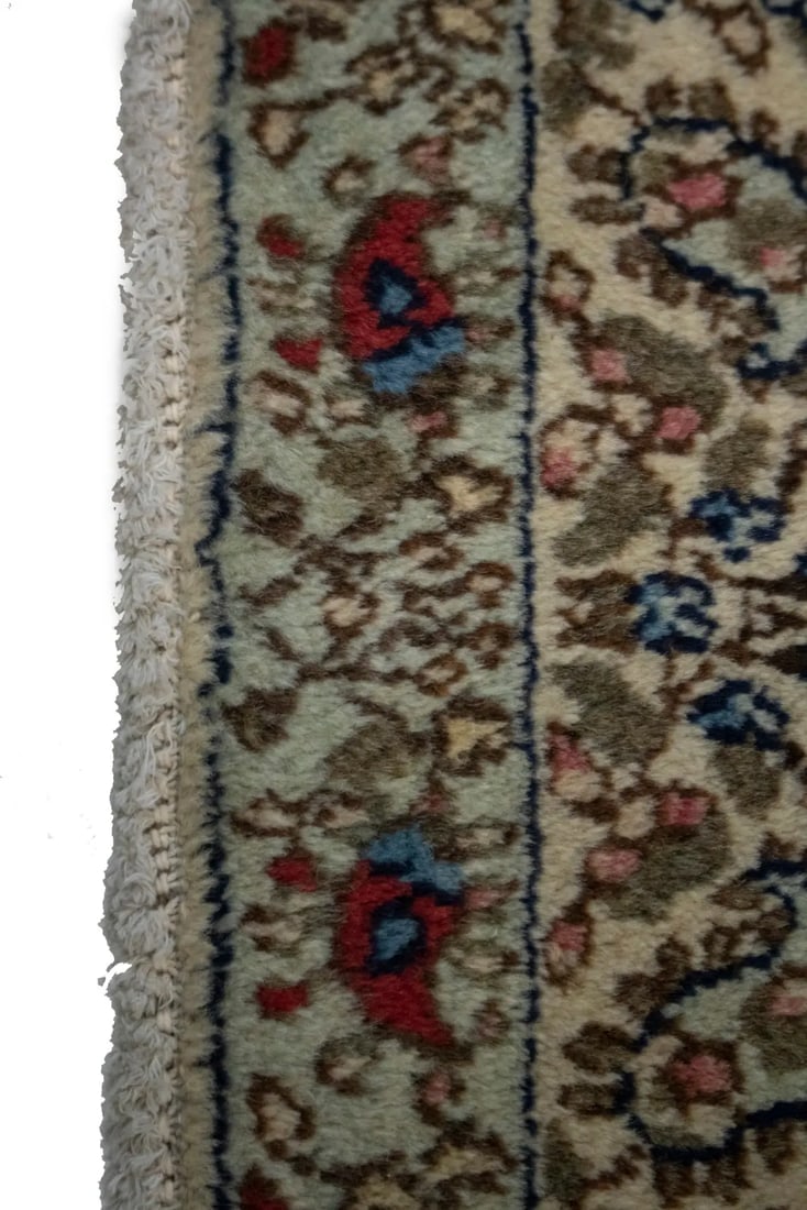 Vintage Beige Floral 3X5 Kashan Boteh Persian Rug - 9