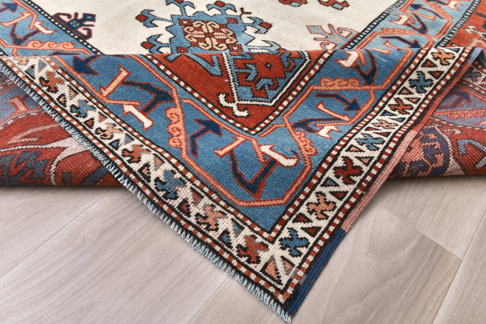 6'7'' x 9'4'' Handmade Vintage Wool Rug - 242477 - 12