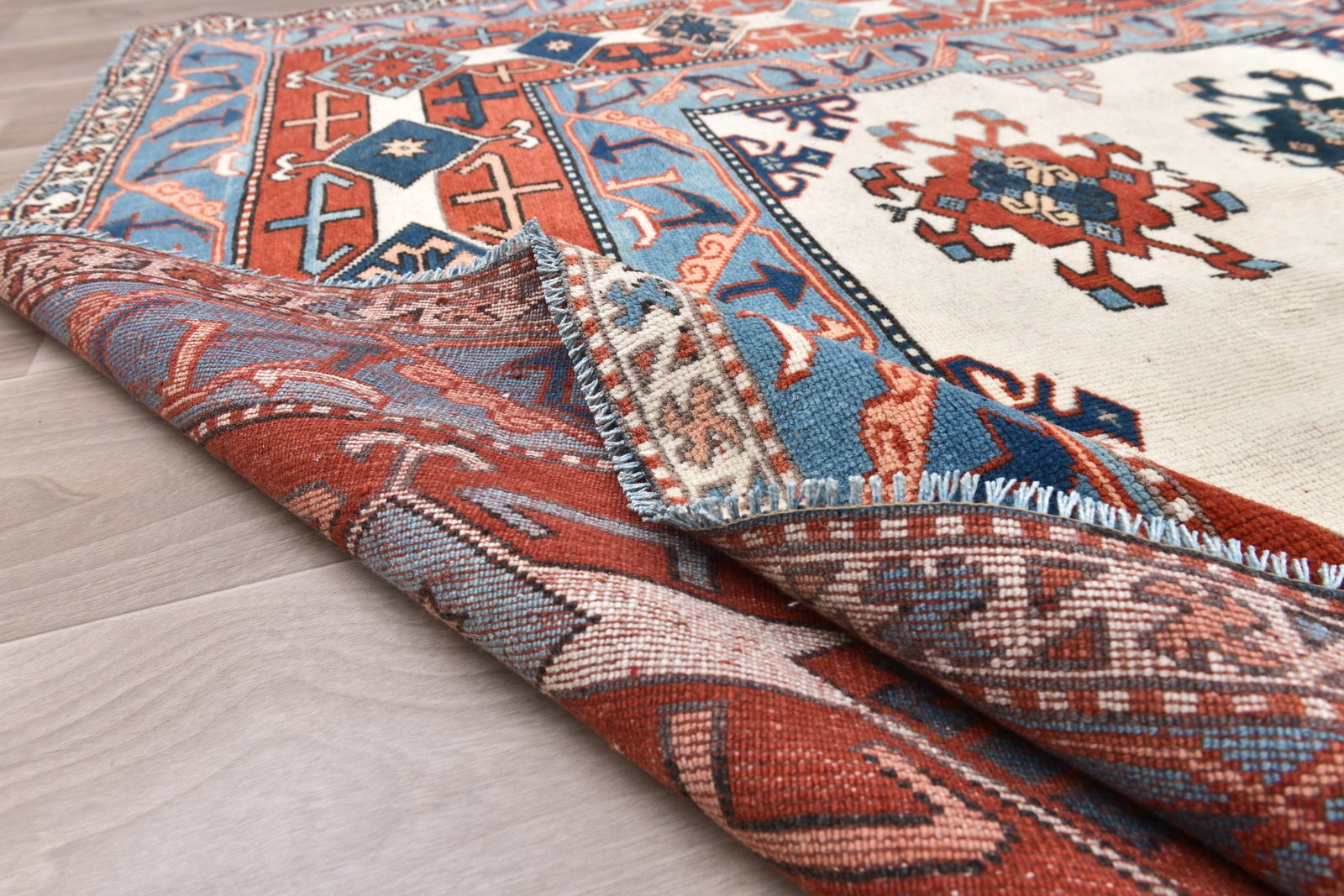 6'7'' x 9'4'' Handmade Vintage Wool Rug - 242477 - 13
