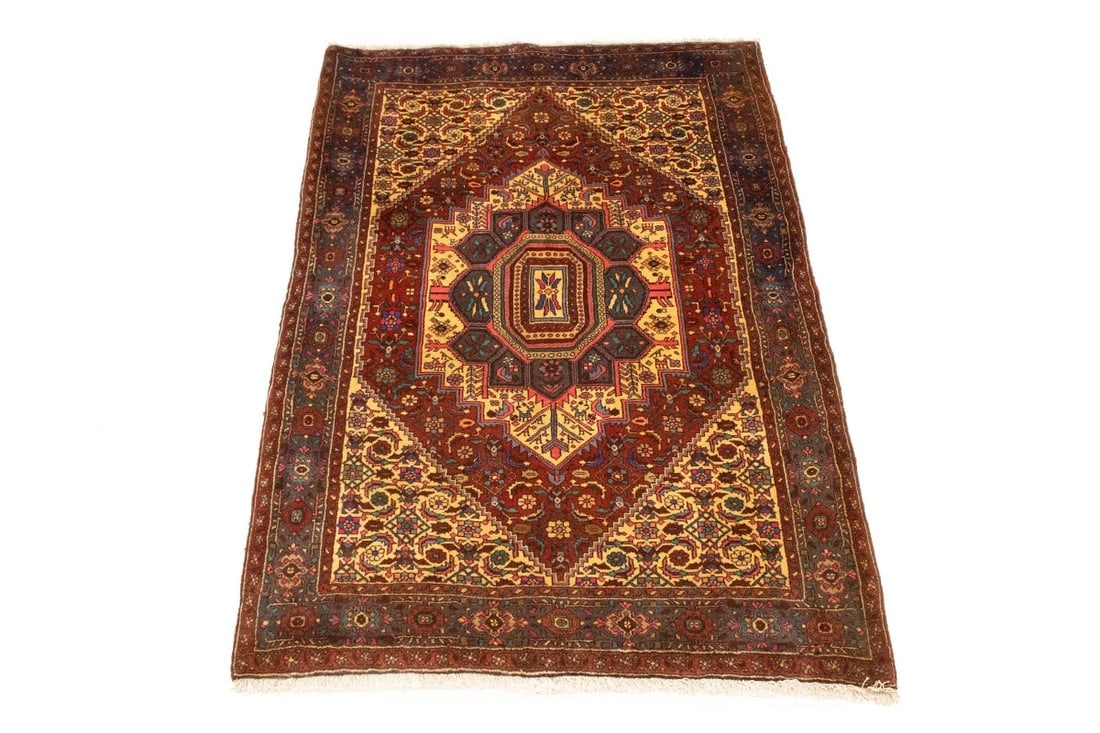 Vintage Geometric 3'4X5'8 Bidjar Persian Rug - 3
