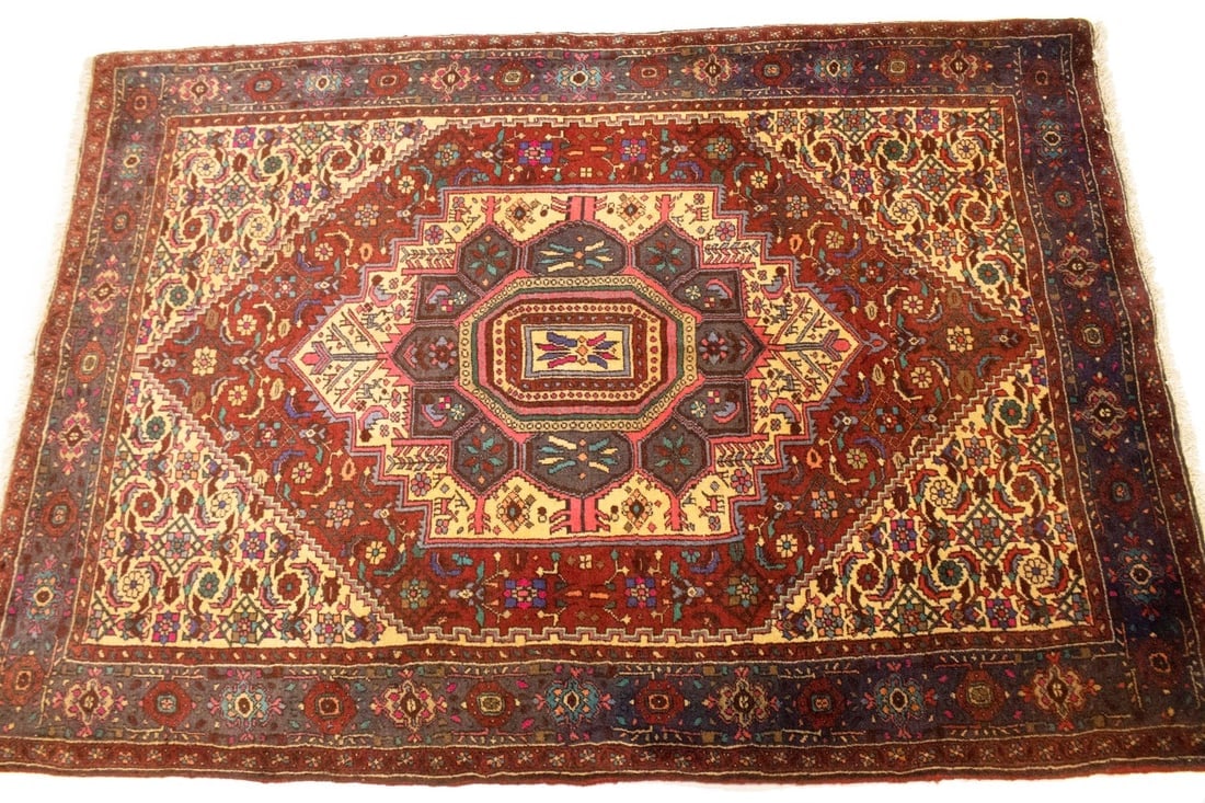 Vintage Geometric 3'4X5'8 Bidjar Persian Rug - 7