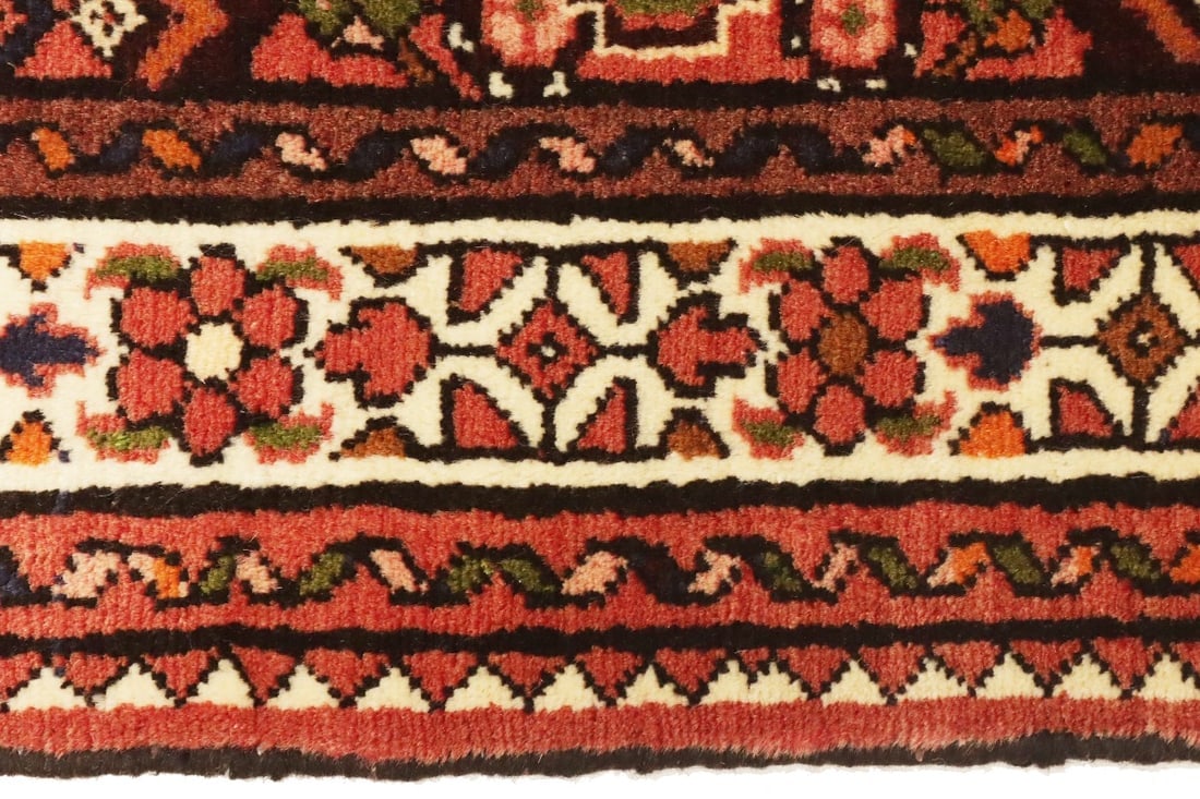 Vintage Bittersweet Red Tribal 3X13 Hamedan Persian Runner Rug - 12