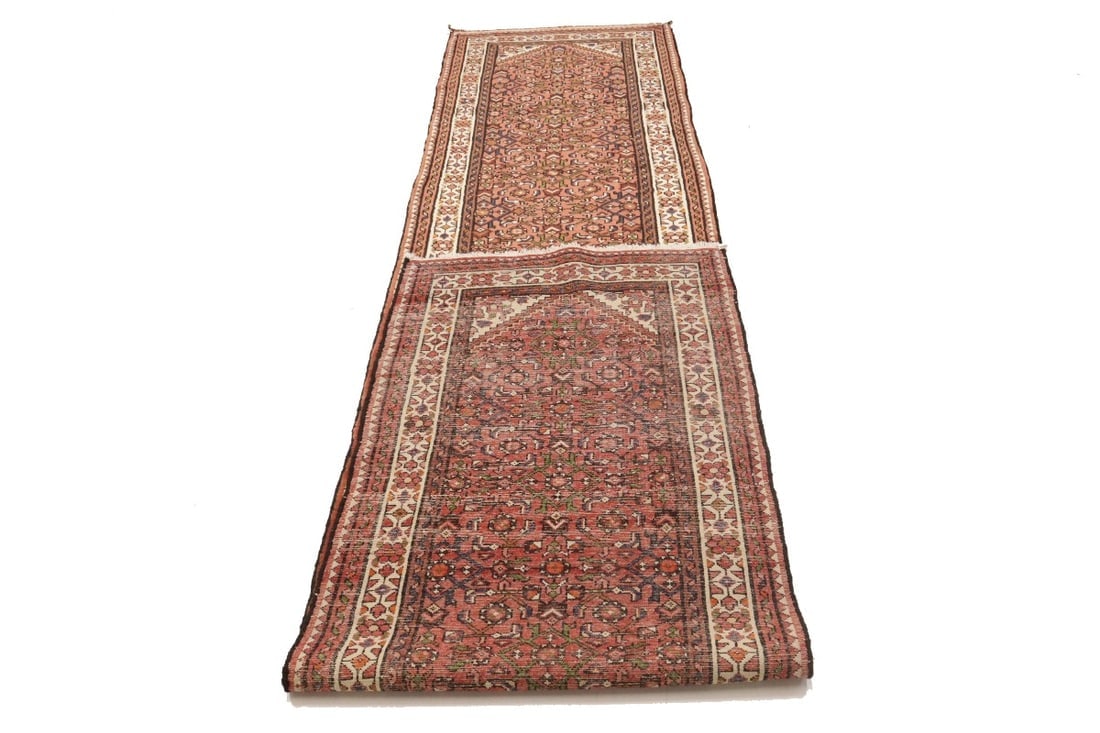 Vintage Bittersweet Red Tribal 3X13 Hamedan Persian Runner Rug - 18