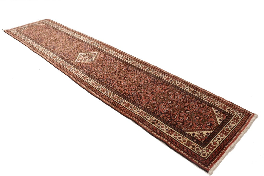 Vintage Bittersweet Red Tribal 3X13 Hamedan Persian Runner Rug - 4