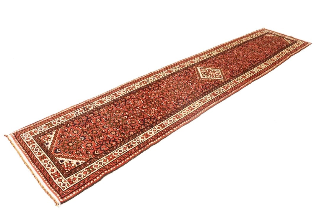 Vintage Bittersweet Red Tribal 3X13 Hamedan Persian Runner Rug - 5