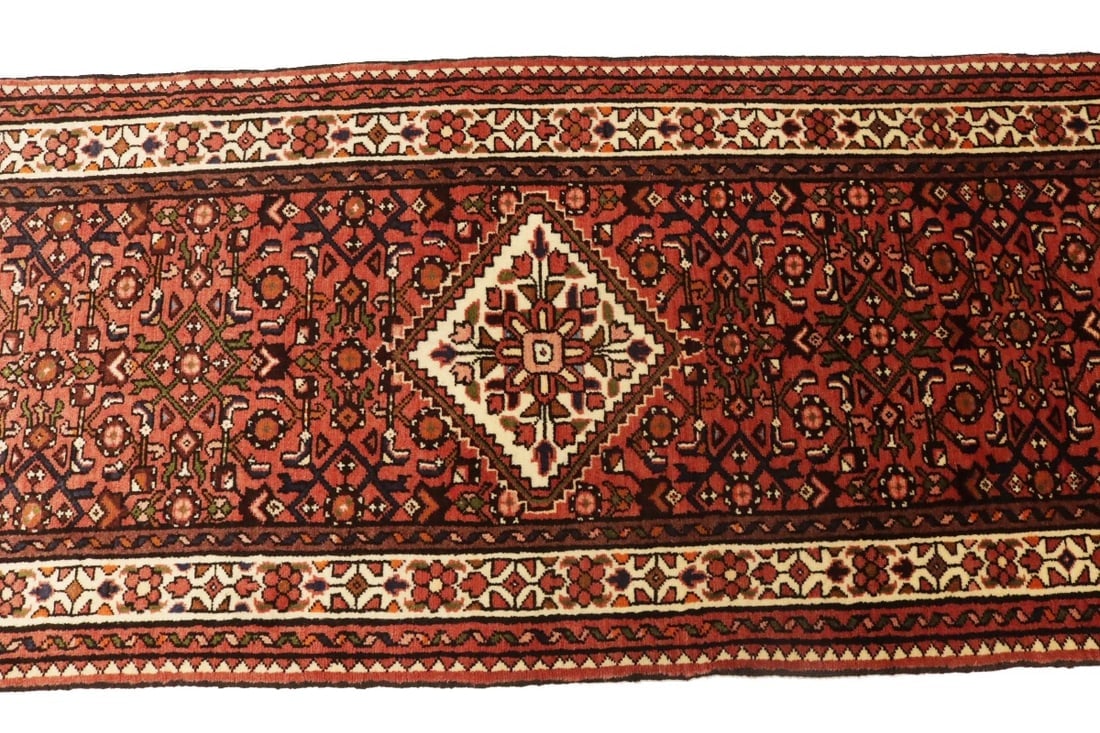 Vintage Bittersweet Red Tribal 3X13 Hamedan Persian Runner Rug - 7