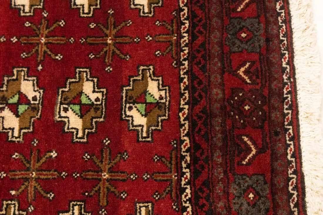 Vintage Red Tribal 3'6X6'9 Turkoman Persian Rug - 10
