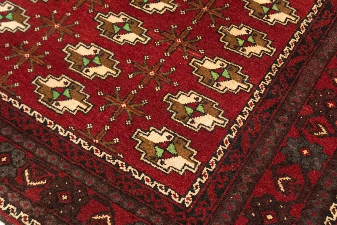 Vintage Red Tribal 3'6X6'9 Turkoman Persian Rug - 12