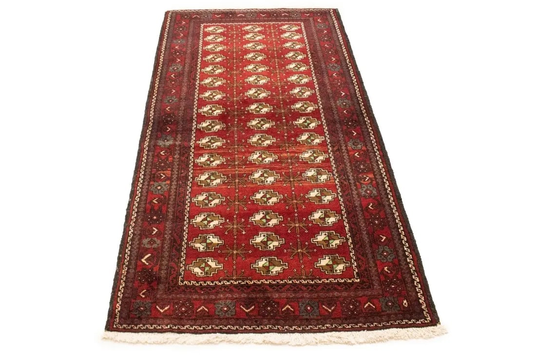 Vintage Red Tribal 3'6X6'9 Turkoman Persian Rug - 14