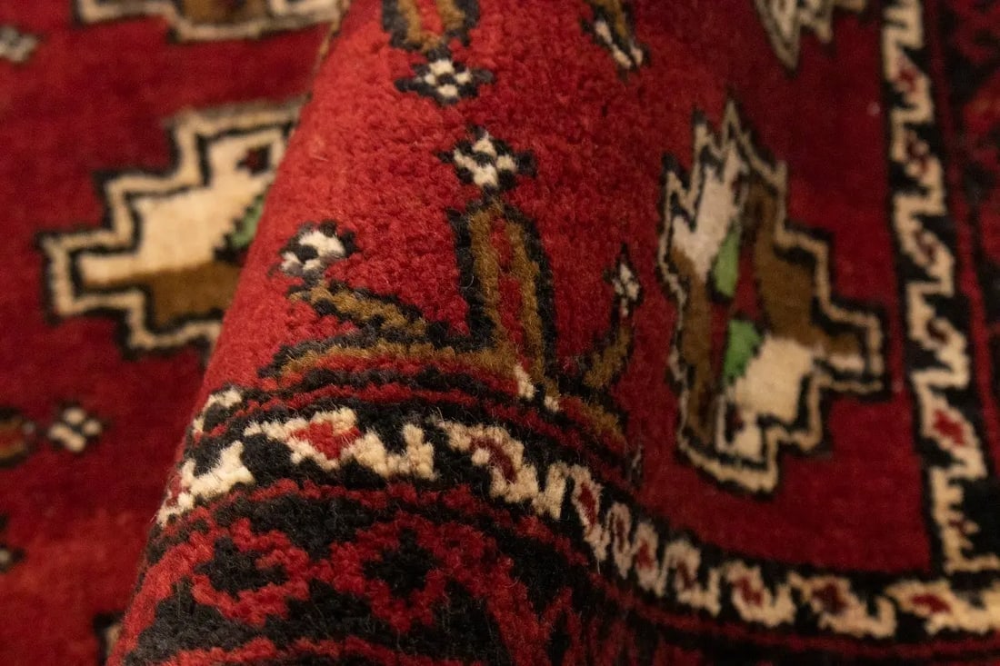 Vintage Red Tribal 3'6X6'9 Turkoman Persian Rug - 16