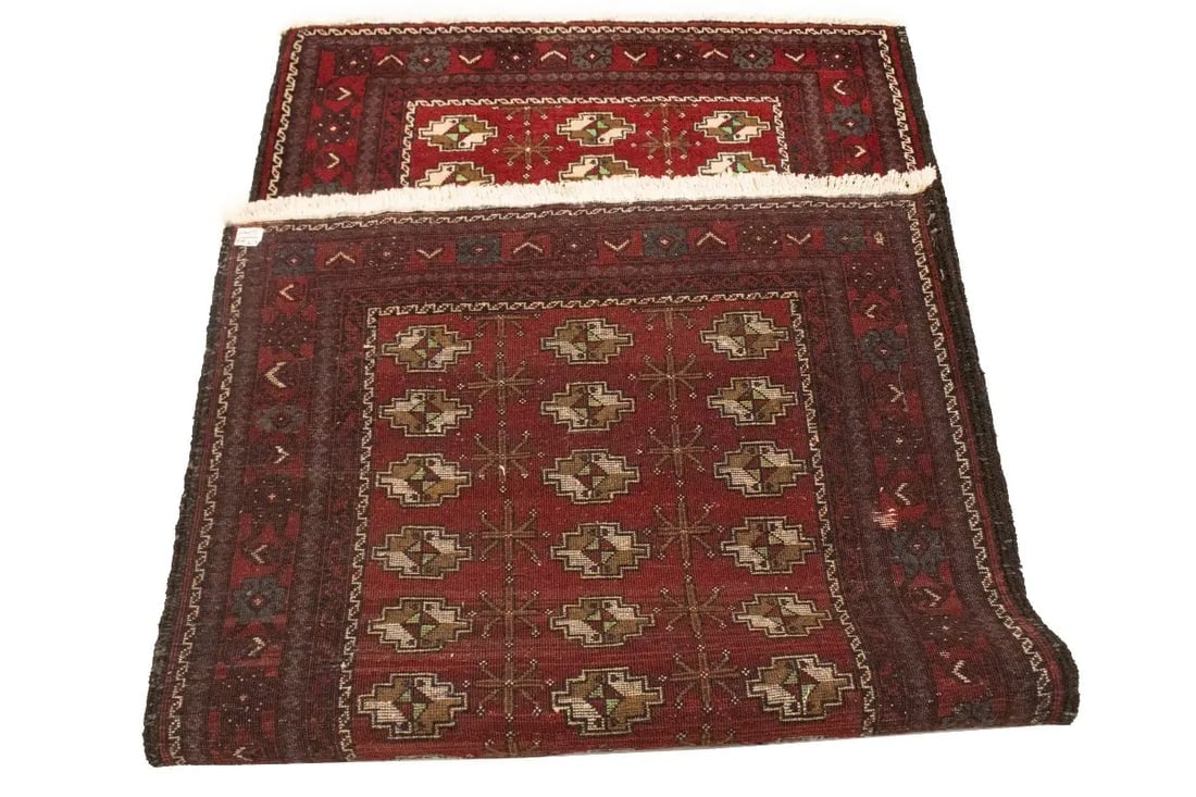 Vintage Red Tribal 3'6X6'9 Turkoman Persian Rug - 17