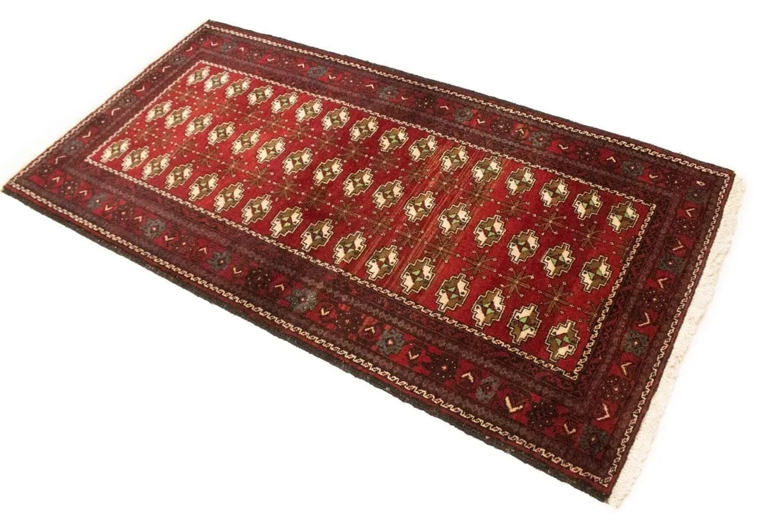 Vintage Red Tribal 3'6X6'9 Turkoman Persian Rug - 4