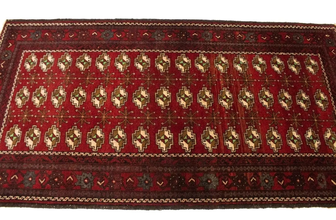 Vintage Red Tribal 3'6X6'9 Turkoman Persian Rug - 7