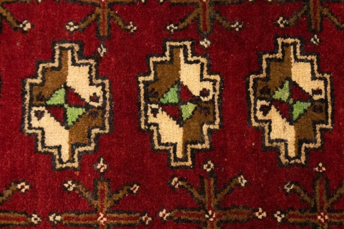 Vintage Red Tribal 3'6X6'9 Turkoman Persian Rug - 8