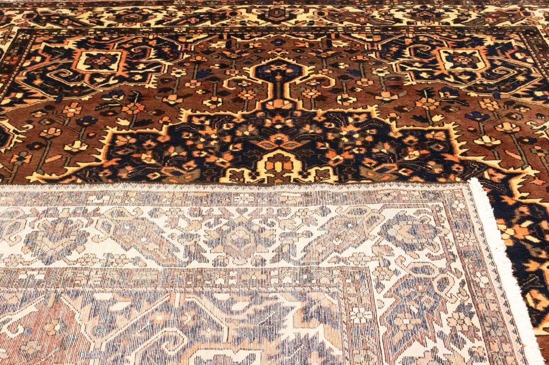 Vintage Brown Floral 10X12 Bakhtiari Persian Rug - 15