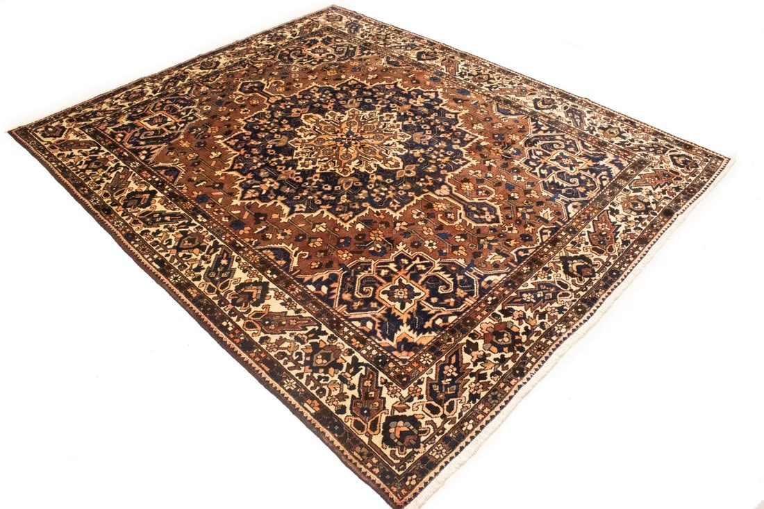 Vintage Brown Floral 10X12 Bakhtiari Persian Rug - 6