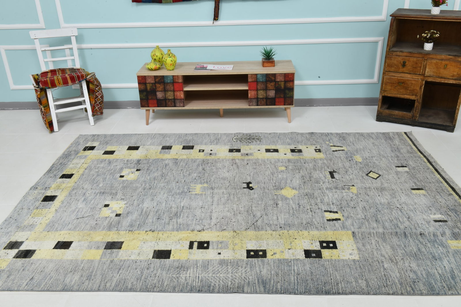 6'5'' x 9'6'' Turkish Vintage Runner Rug - 18995 - 3