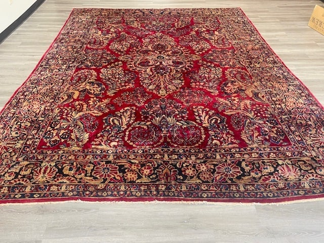 Antique Persian Sarouk Rug-4114: Title:Antique Persian Sarouk Rug-4114 Description:An antique Persian Sarouk rug from central Persia, size 8 ft. 10 inches by 11 ft. 7 inches, circa 1920, in very good to excellent condition. Complete 