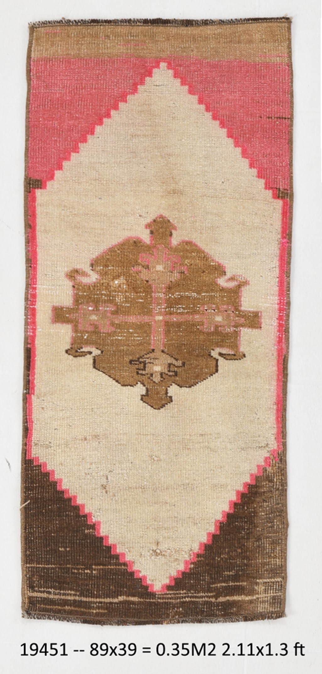 1'3'' x 2'11'' Decorative Vintage Rug - 19451: Title: 1'3'' x 2'11'' Decorative Vintage Rug - 19451 Description:1'3'' x 2'11'' Decorative Vintage Rug - 19451 Origin:Turkiye Date/Period:1960-90 Materials:Wool,Cotton Dimension:1'3''x2'11'' ft, 39x89