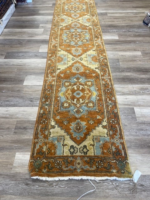Vintage Indo-Persian Geometric Serab Runner-4293 - 2