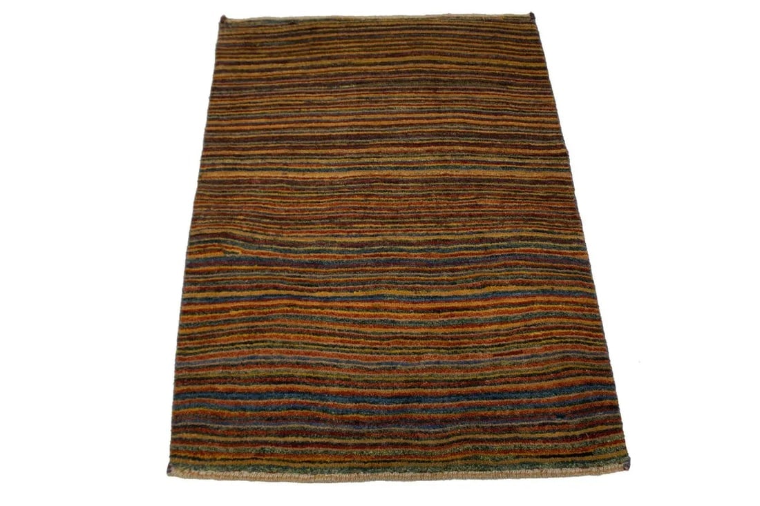 Vintage Multicolored Stripes Tribal 3X4 Gabbeh Persian Rug - 10