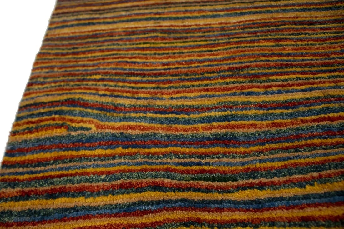 Vintage Multicolored Stripes Tribal 3X4 Gabbeh Persian Rug - 11