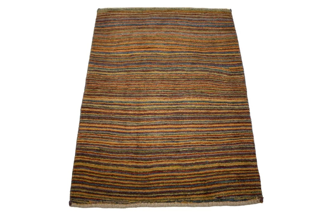 Vintage Multicolored Stripes Tribal 3X4 Gabbeh Persian Rug - 3