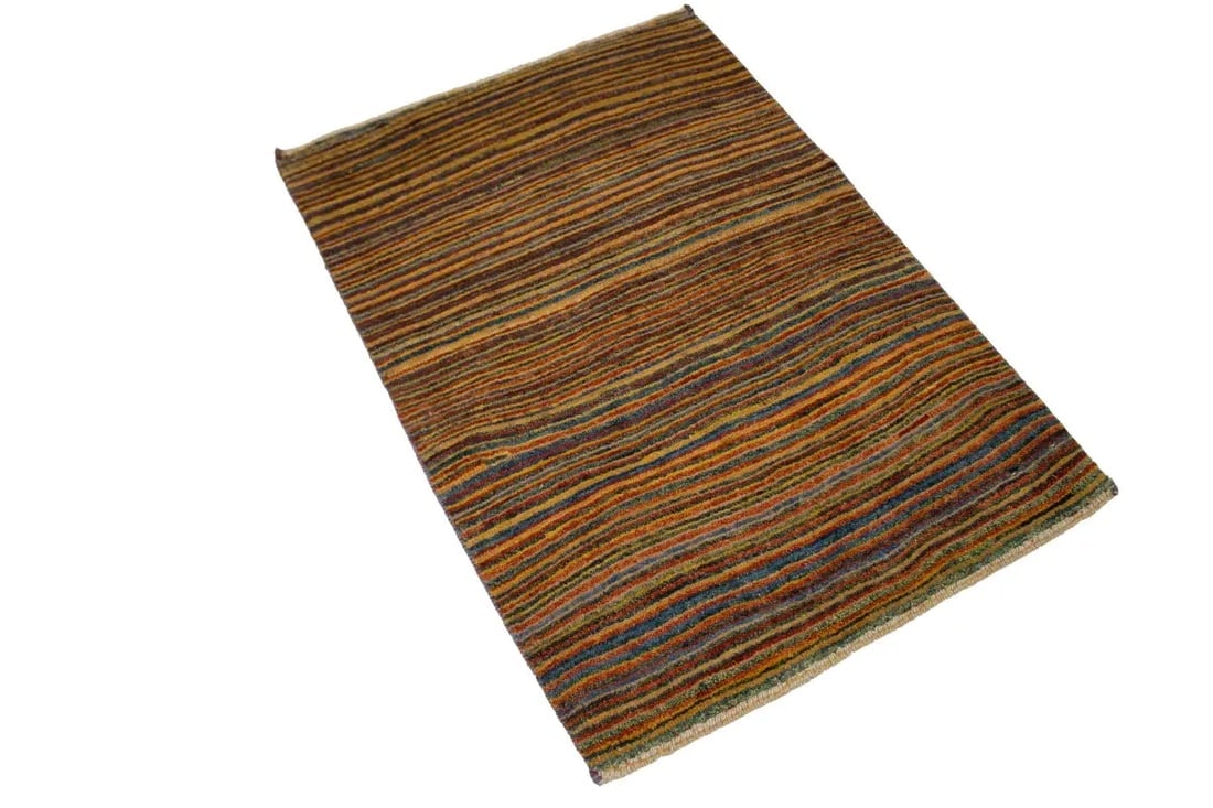 Vintage Multicolored Stripes Tribal 3X4 Gabbeh Persian Rug - 5