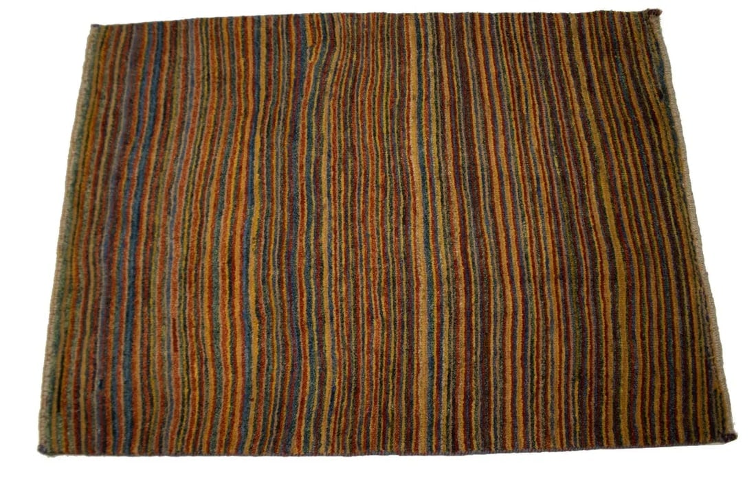 Vintage Multicolored Stripes Tribal 3X4 Gabbeh Persian Rug - 6