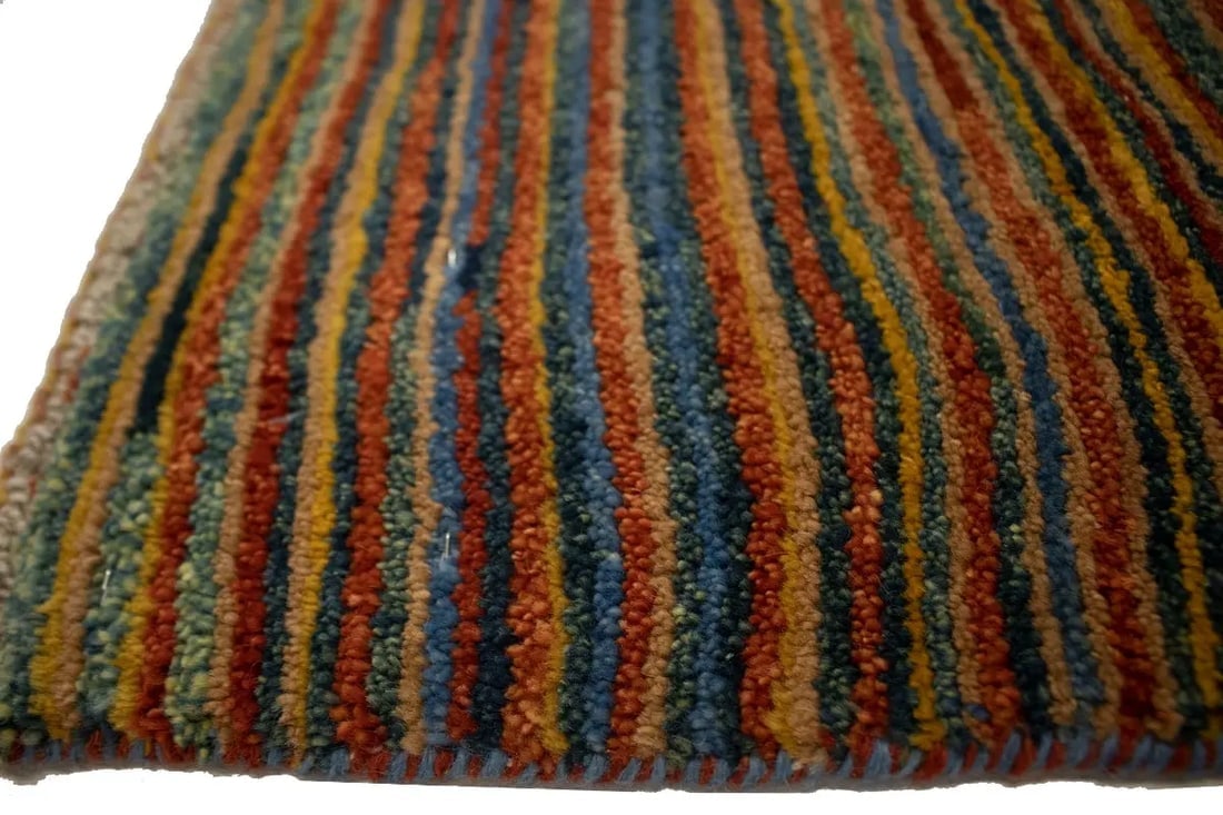 Vintage Multicolored Stripes Tribal 3X4 Gabbeh Persian Rug - 9