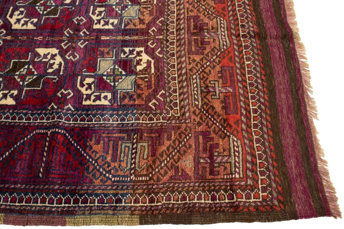 Vintage Burgundy Tribal 4'4X7'9 Ghoochan Persian Rug - 10