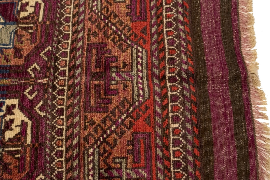 Vintage Burgundy Tribal 4'4X7'9 Ghoochan Persian Rug - 11