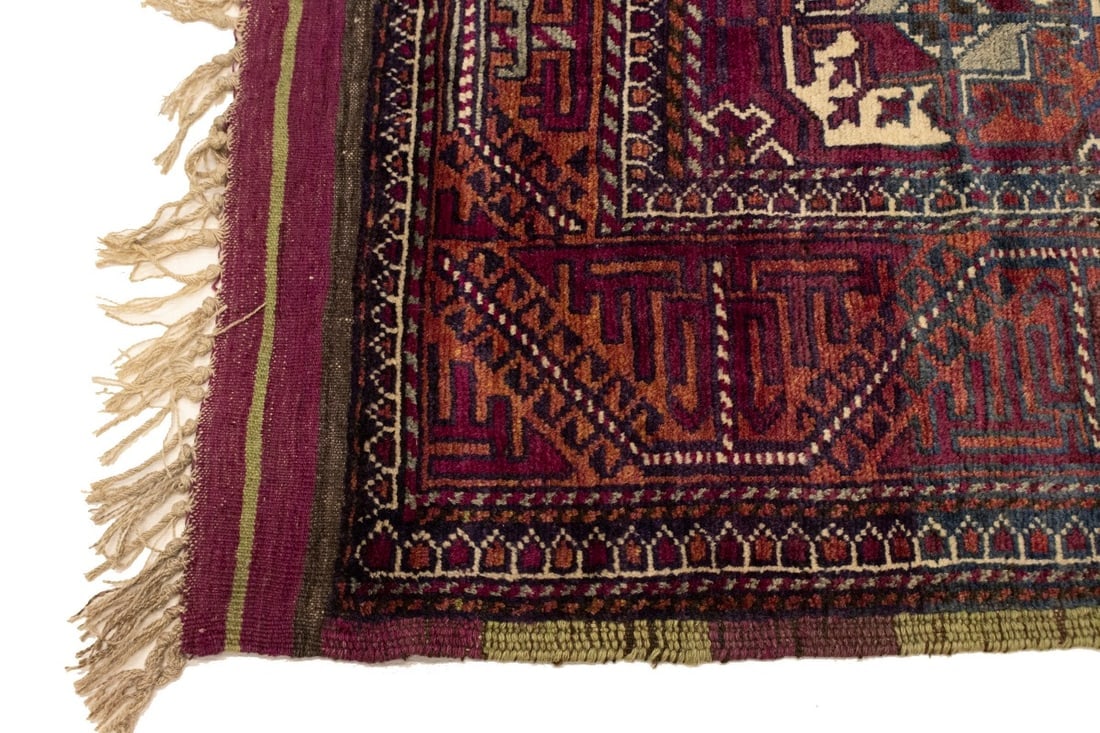 Vintage Burgundy Tribal 4'4X7'9 Ghoochan Persian Rug - 12