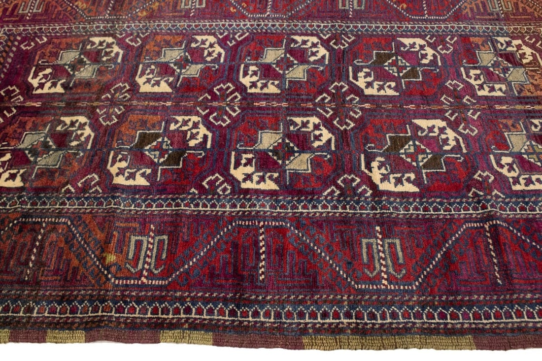 Vintage Burgundy Tribal 4'4X7'9 Ghoochan Persian Rug - 13