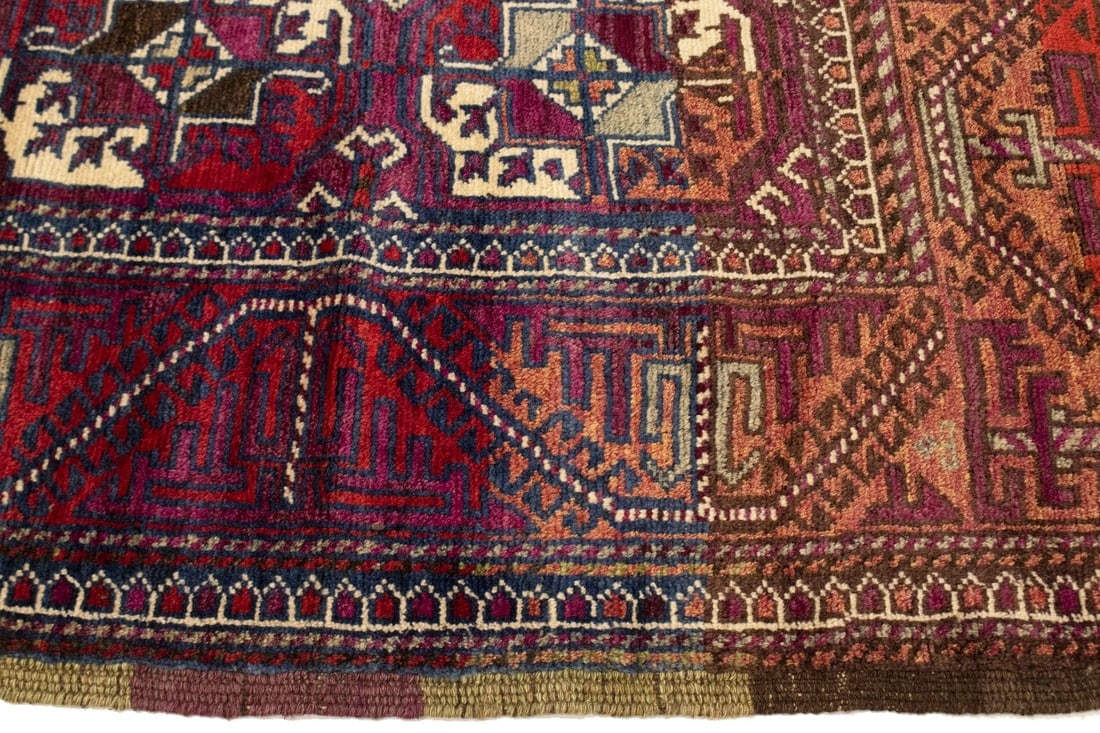 Vintage Burgundy Tribal 4'4X7'9 Ghoochan Persian Rug - 14