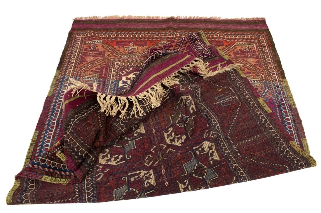 Vintage Burgundy Tribal 4'4X7'9 Ghoochan Persian Rug - 16