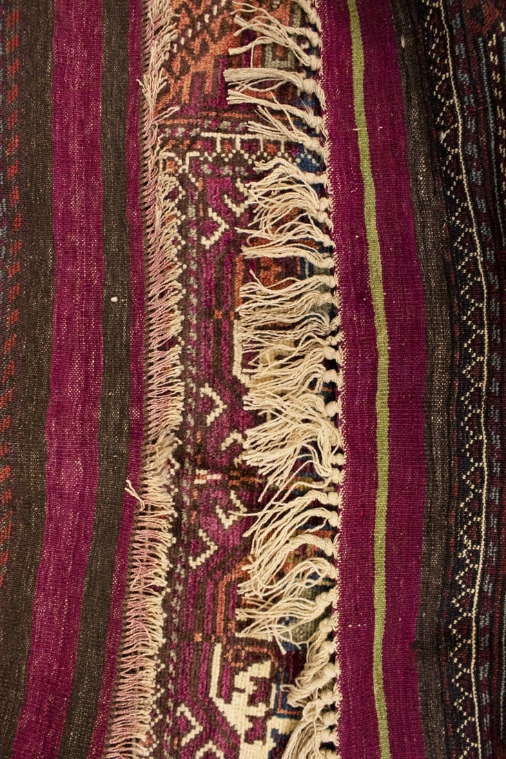 Vintage Burgundy Tribal 4'4X7'9 Ghoochan Persian Rug - 17