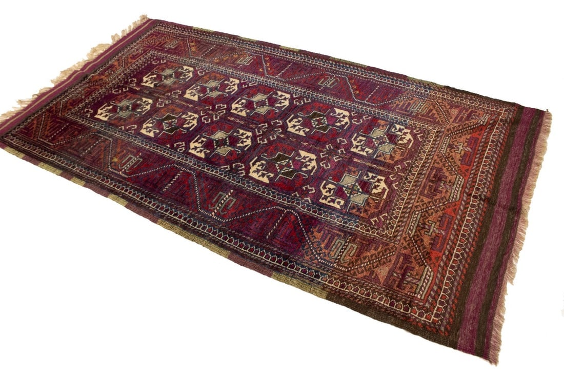 Vintage Burgundy Tribal 4'4X7'9 Ghoochan Persian Rug - 4