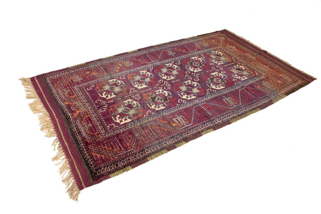 Vintage Burgundy Tribal 4'4X7'9 Ghoochan Persian Rug - 5